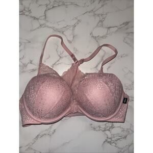Victoria’s Secret PINK Date Push Up‎ Bra Pink Lace Front Clasp 34C